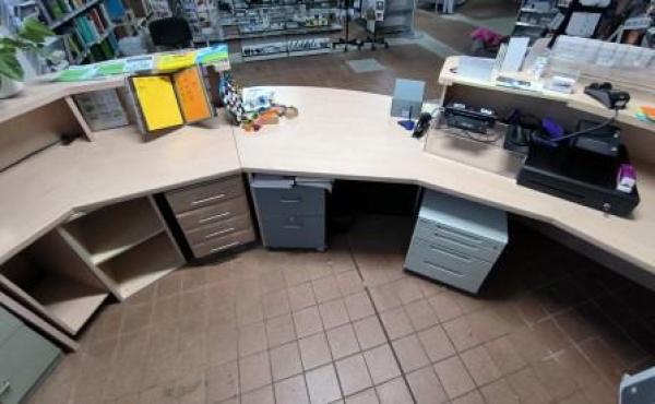 Verkaufstheke Ladentheke Tresen Verkaufstisch Empfang Ahorn 4,40 x 1,50 m  leer